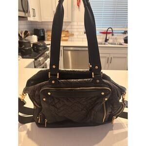 Tory Burch Quilted Diaper Bag/messenger With Leather Detail